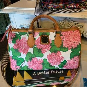 Dooney and Bourke pink hydrangea satchel tote